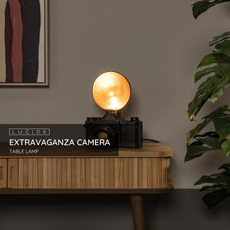 Lucide EXTRAVAGANZA CAMERA - Stolná lampa - 1xE14 - Čierna